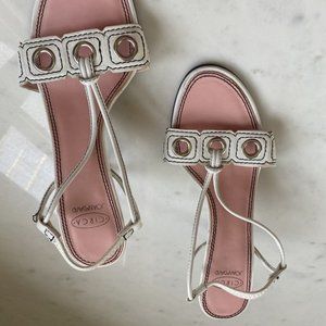 White strappy Joan and David dress sandal, size 6.5M, Heel 3.25"